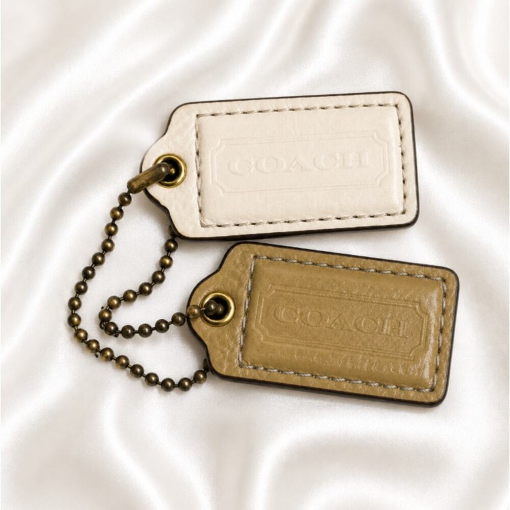 COACH Tan & Ivory Leather Replacement Purse Handbag Hang Tag Set